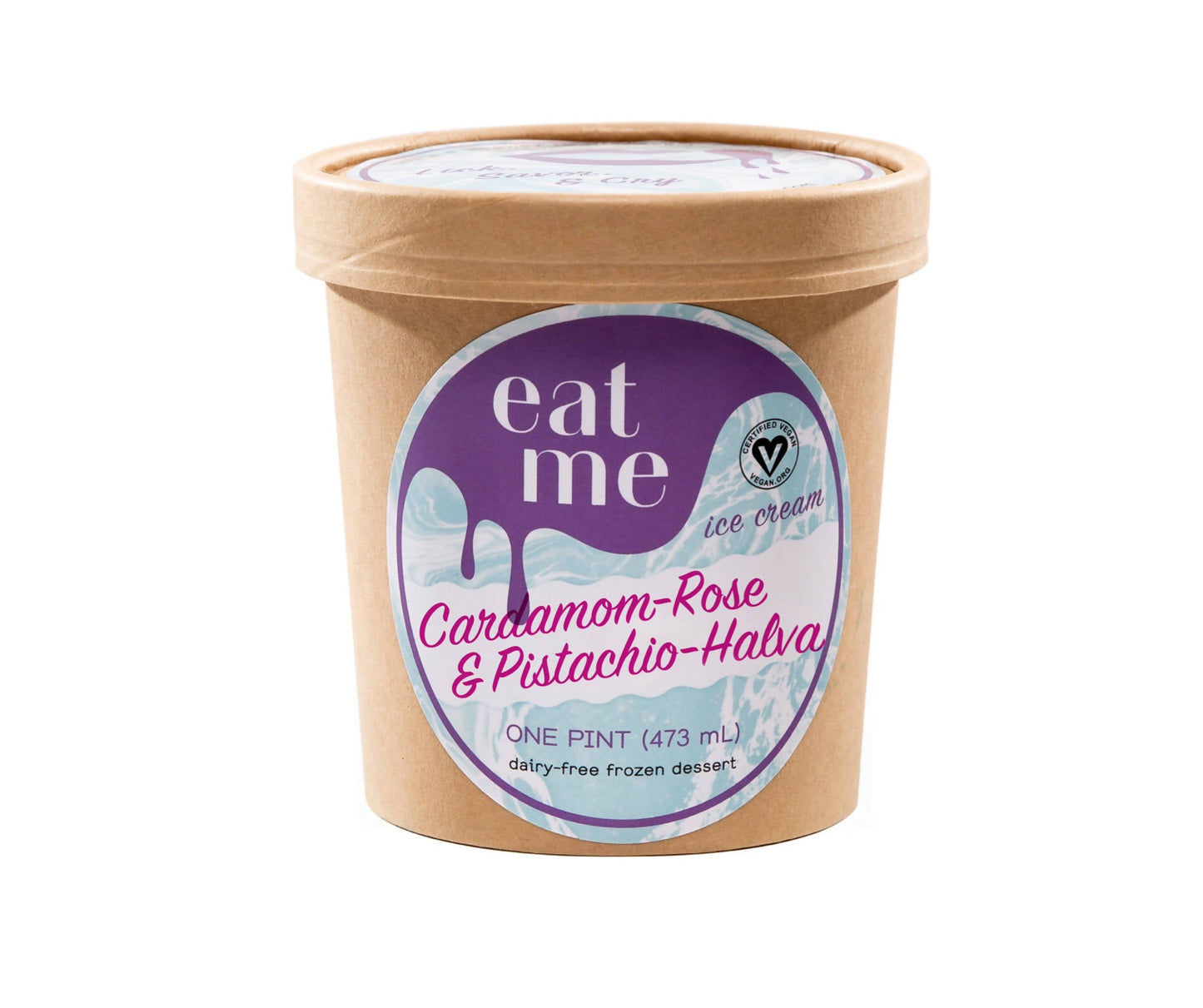 Glace végétalienne à la cardamome, rose et pistache Halva en pots – 8 x 47 cl