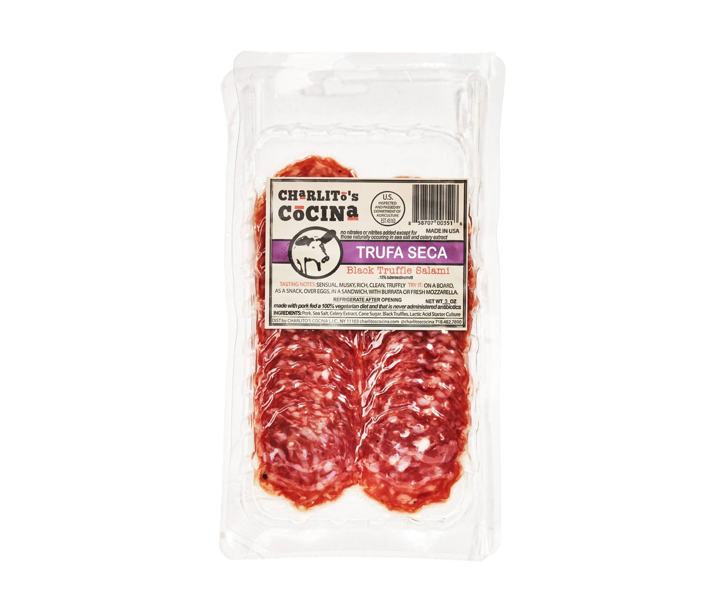 Charlito's Cocina Trufa Seca - Salami sec à la truffe noire (pré-tranché) - 15 x 85g
