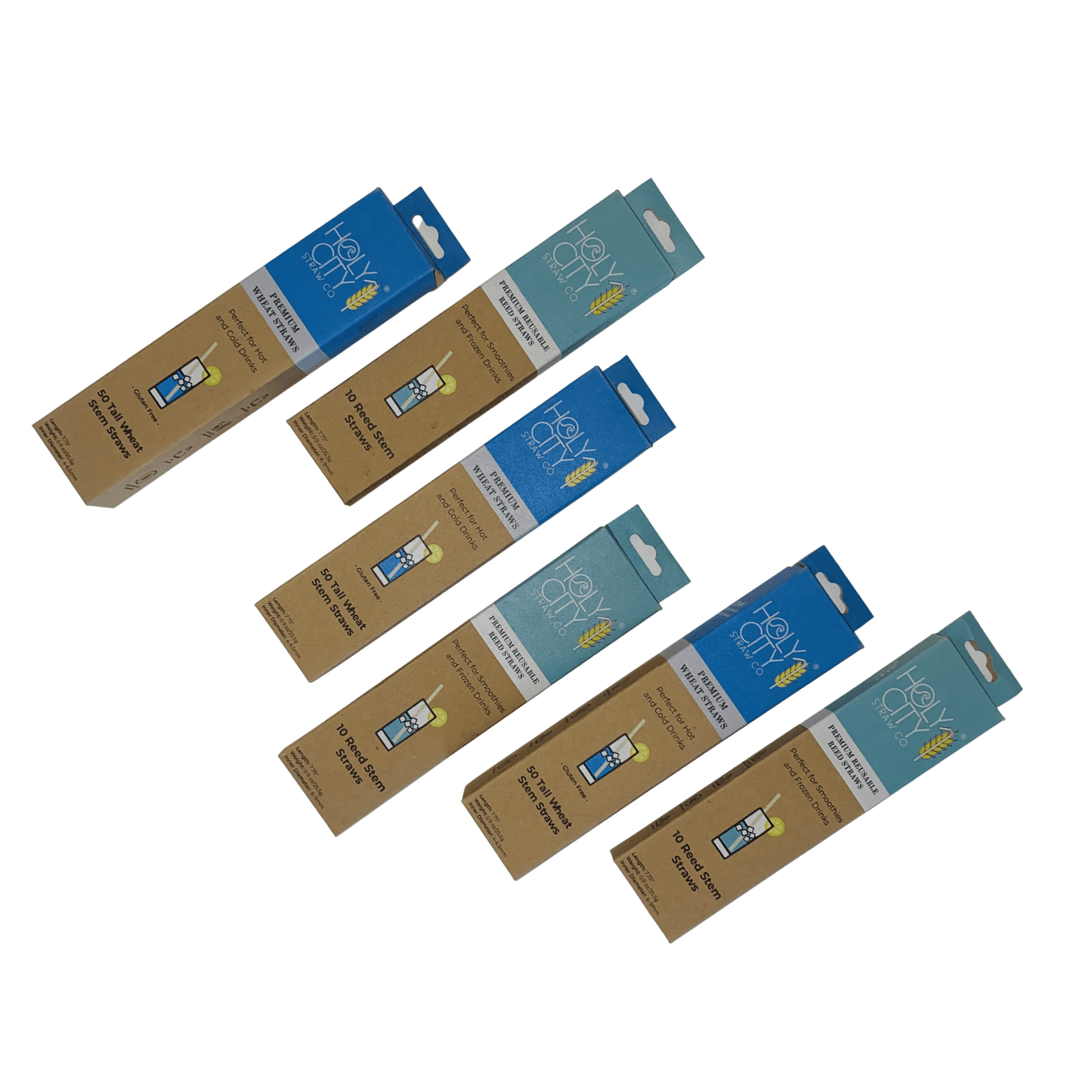 Lot de 6 pailles en blé et en roseau Holy City