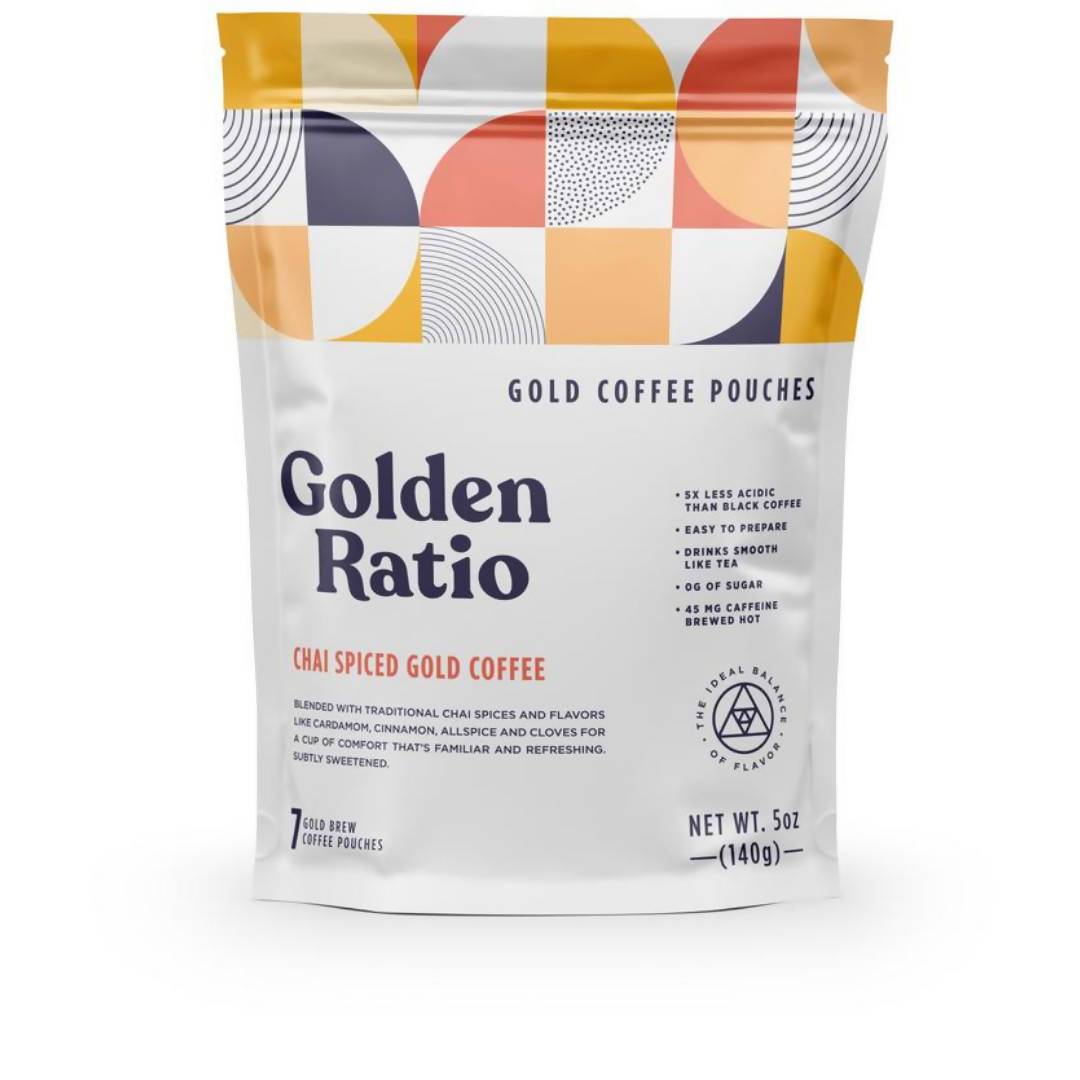 Chai Spiced Gold Coffee, Low Acid - 6 bags x 7-pouches - Golden Ratio Gold Coffee