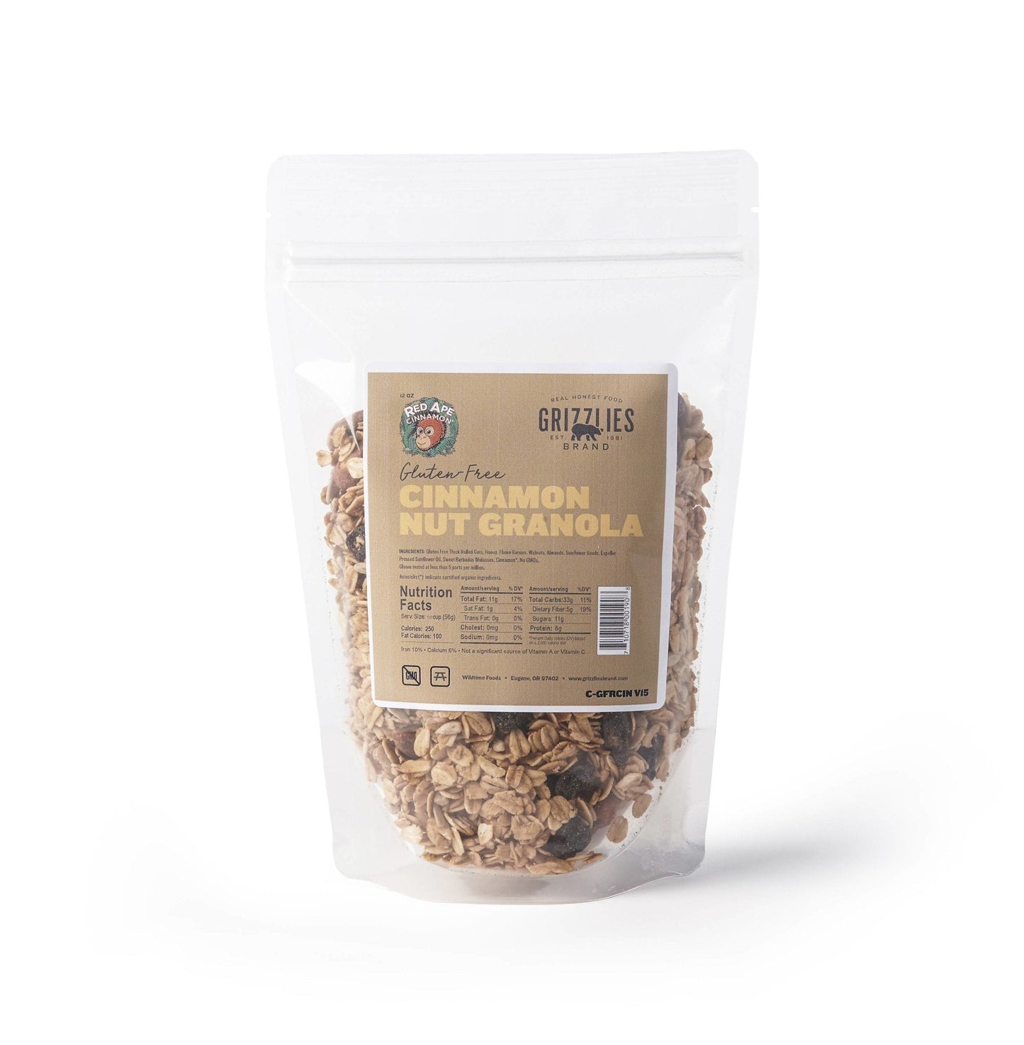 Farm2Me - Snacks - Grizzlies Brand - Gluten Free Cinnamon Nut Granola Bulk - 25 LB - Gluten Free Cinnamon Nut Granola Bulk - 25 LB - C-GFCIN