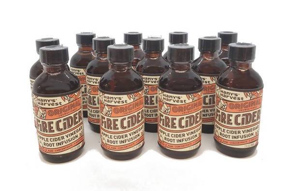 Farm2Me - Beverage - Hany's Harvest - Original Fire Cider (Unsweetened Apple Cider Vinegar Root Infusion) Bottles - 16 x 2oz - Original Fire Cider (Unsweetened Apple Cider Vinegar Root Infusion) Bottles - 16 x 2oz -