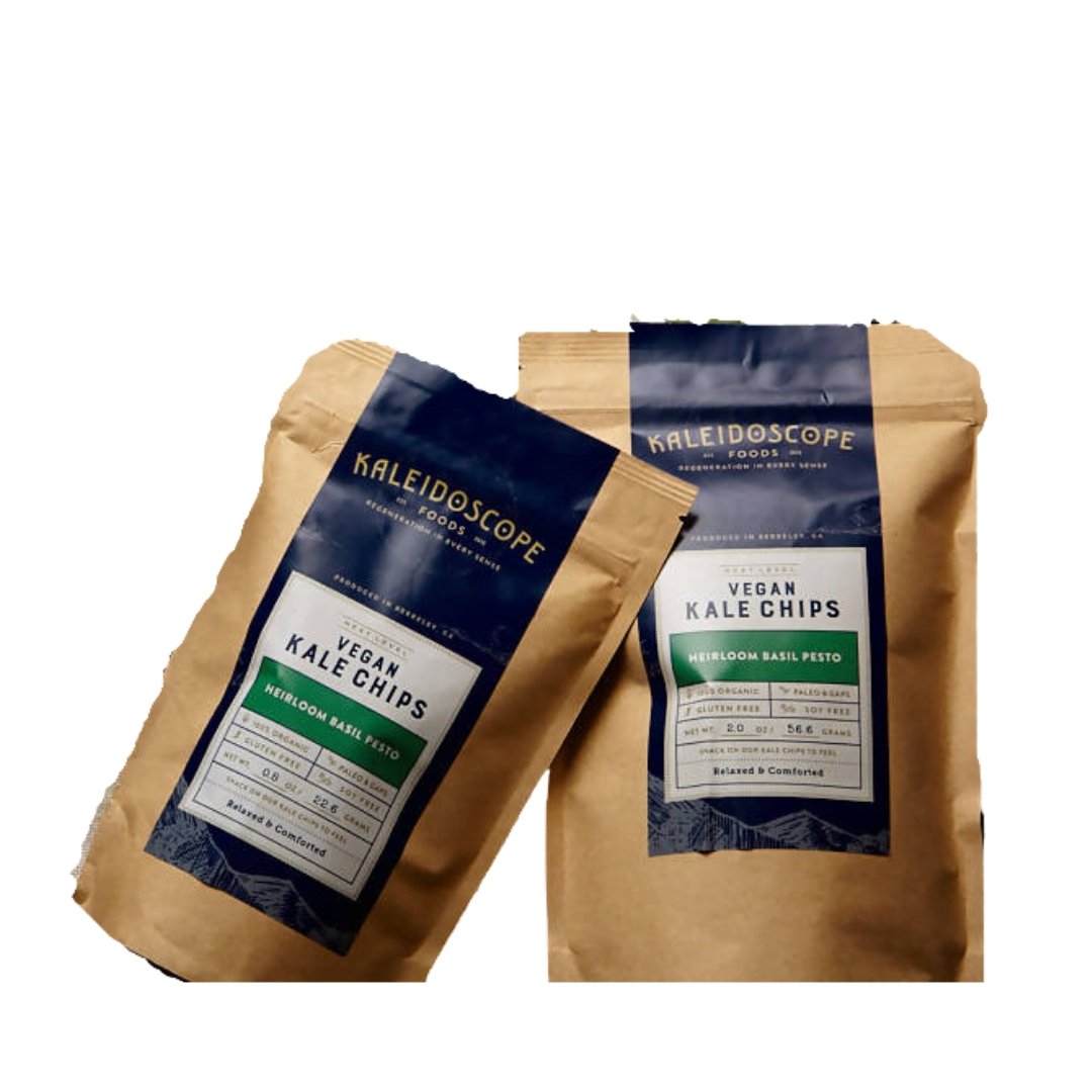 Farm2Me - Snacks - Kaleidoscope Foods - Heirloom Basil Pesto Vegan Kale Chip Bags - 12 x 2oz - Heirloom Basil Pesto Vegan Kale Chip Bags - 12 x 2oz - 617723484507