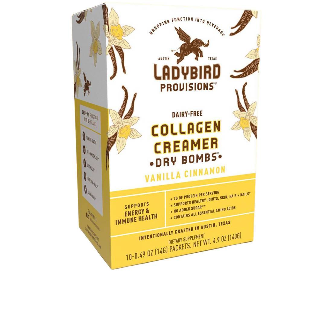 Farm2Me - Dairy - Ladybird Provisions, LLC - Vanilla Cinnamon, Dairy-Free Collagen Creamer Powder Packet Box - 6 Boxes x 10 Packets (0.49oz Packet) - Vanilla Cinnamon, Dairy-Free Collagen Creamer Powder Packet Box - 6 Boxes x 10 Packets (0.49oz Packet) - 852452007140