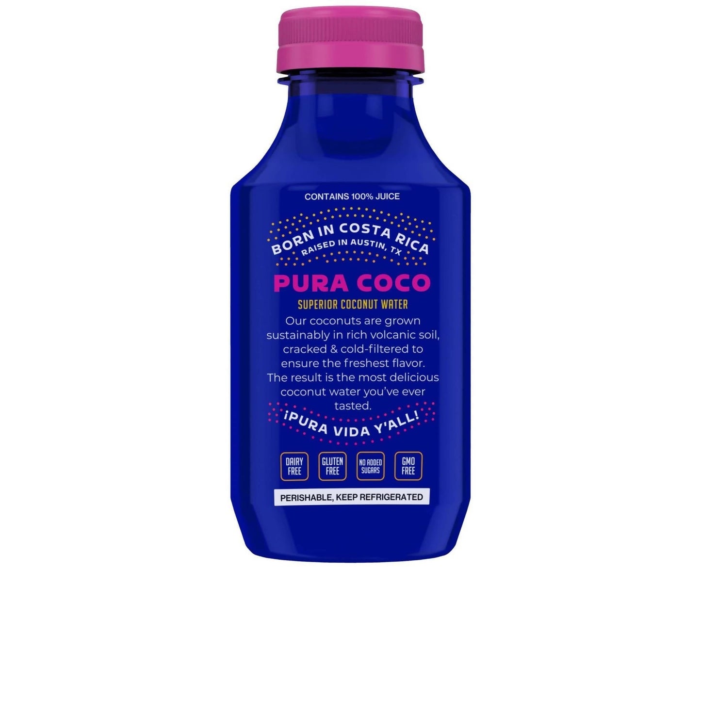 Organic Coconut Water Bottles (Back Label) - 12 x 11.1 oz - Pura Coco Coconut Water | Farm2Me Wholesale