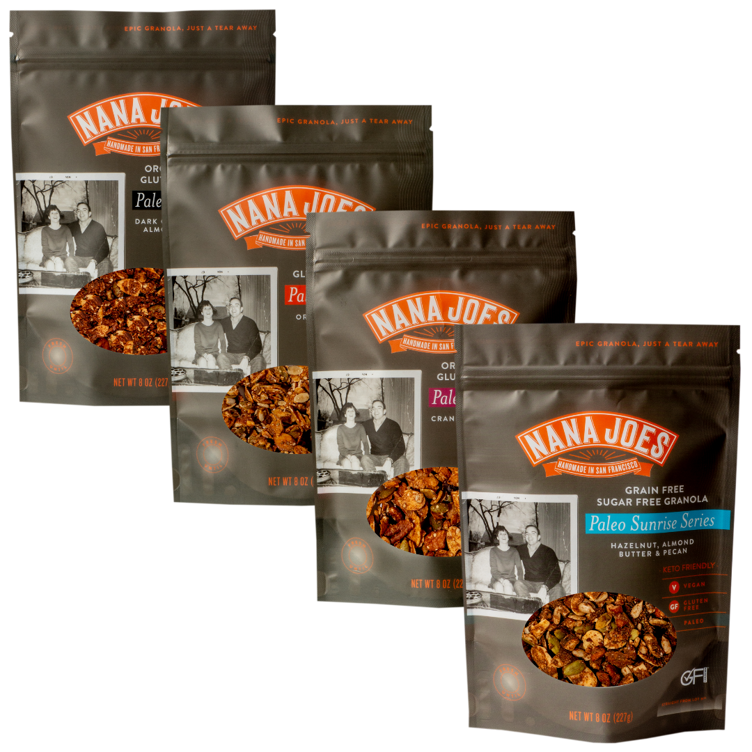 Nana Joe's Granola - Lot de 4 variétés biologiques paléo de la série "Sunrise"