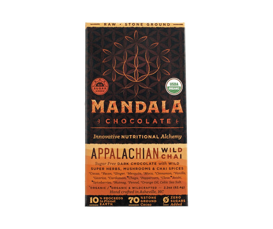 Tablette de chocolat cru bio 70% cacao Appalachian Wild Chai - 6 x 62g