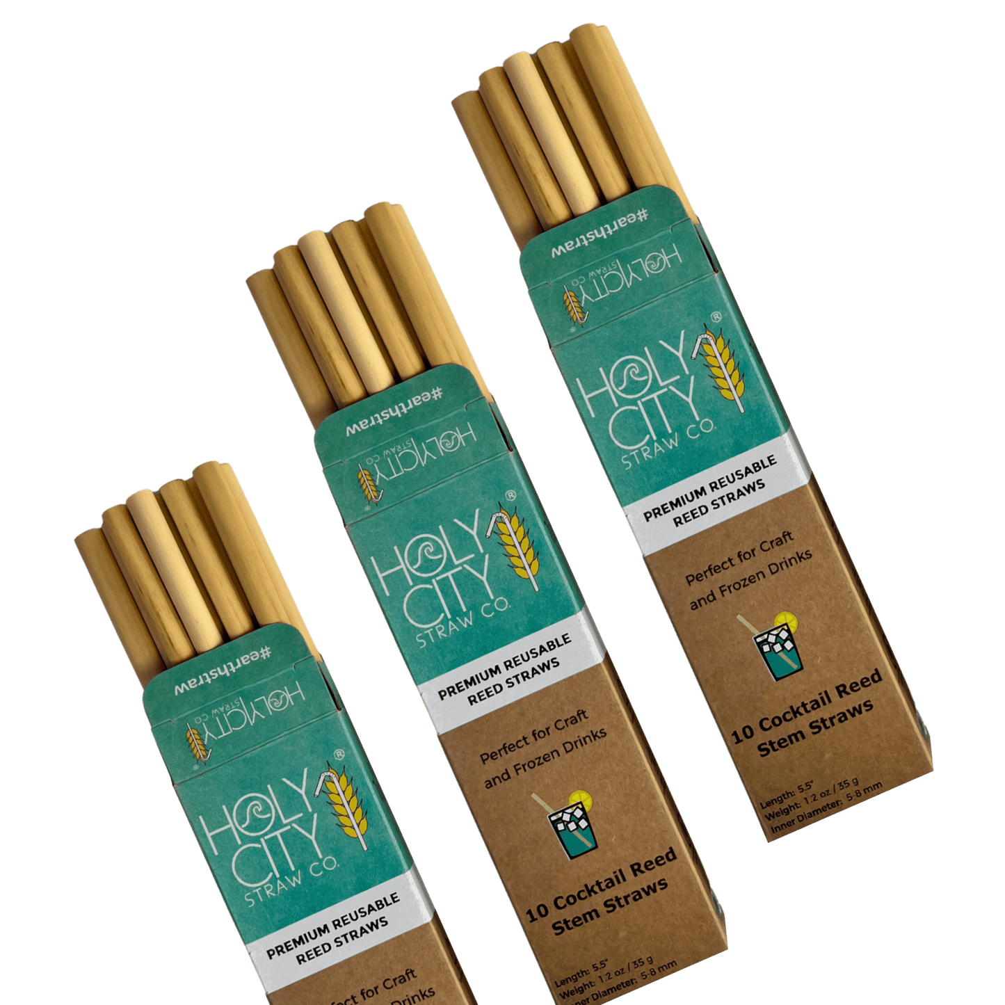 Pailles Réutilisables en Roseau Holy City Straw Cocktail | Lot de 3