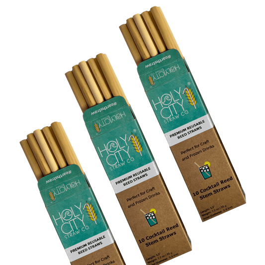 Pailles Réutilisables en Roseau Holy City Straw Cocktail | Lot de 3