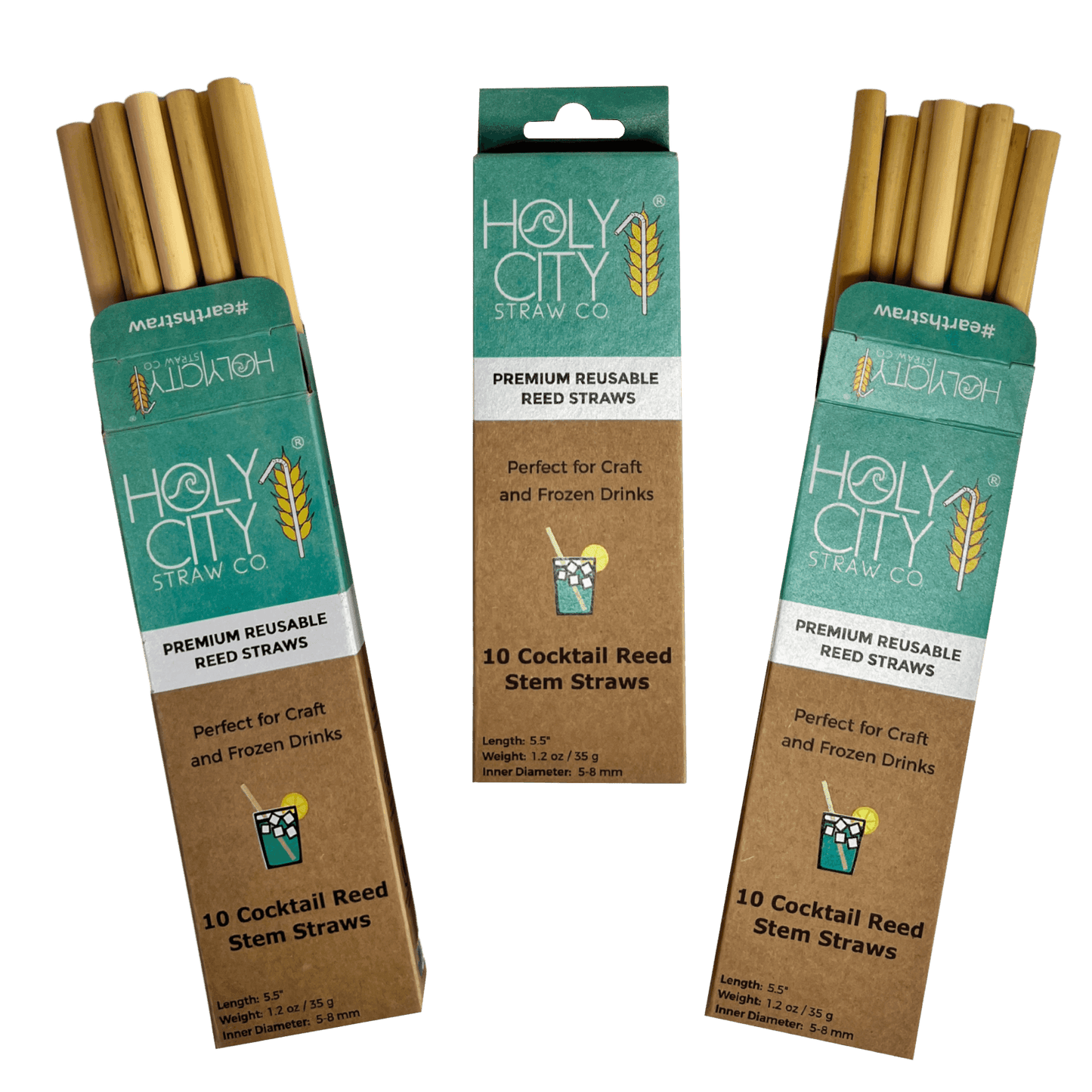 Pailles Réutilisables en Roseau Holy City Straw Cocktail | Lot de 3