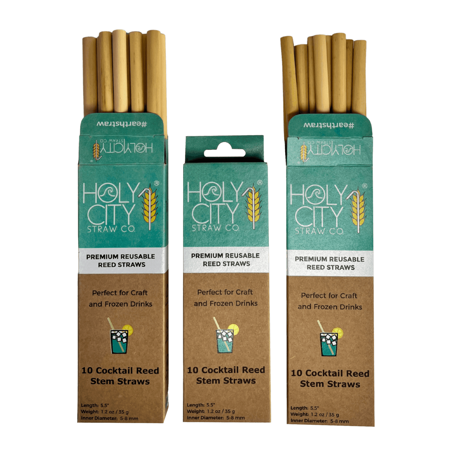 Pailles Réutilisables en Roseau Holy City Straw Cocktail | Lot de 3