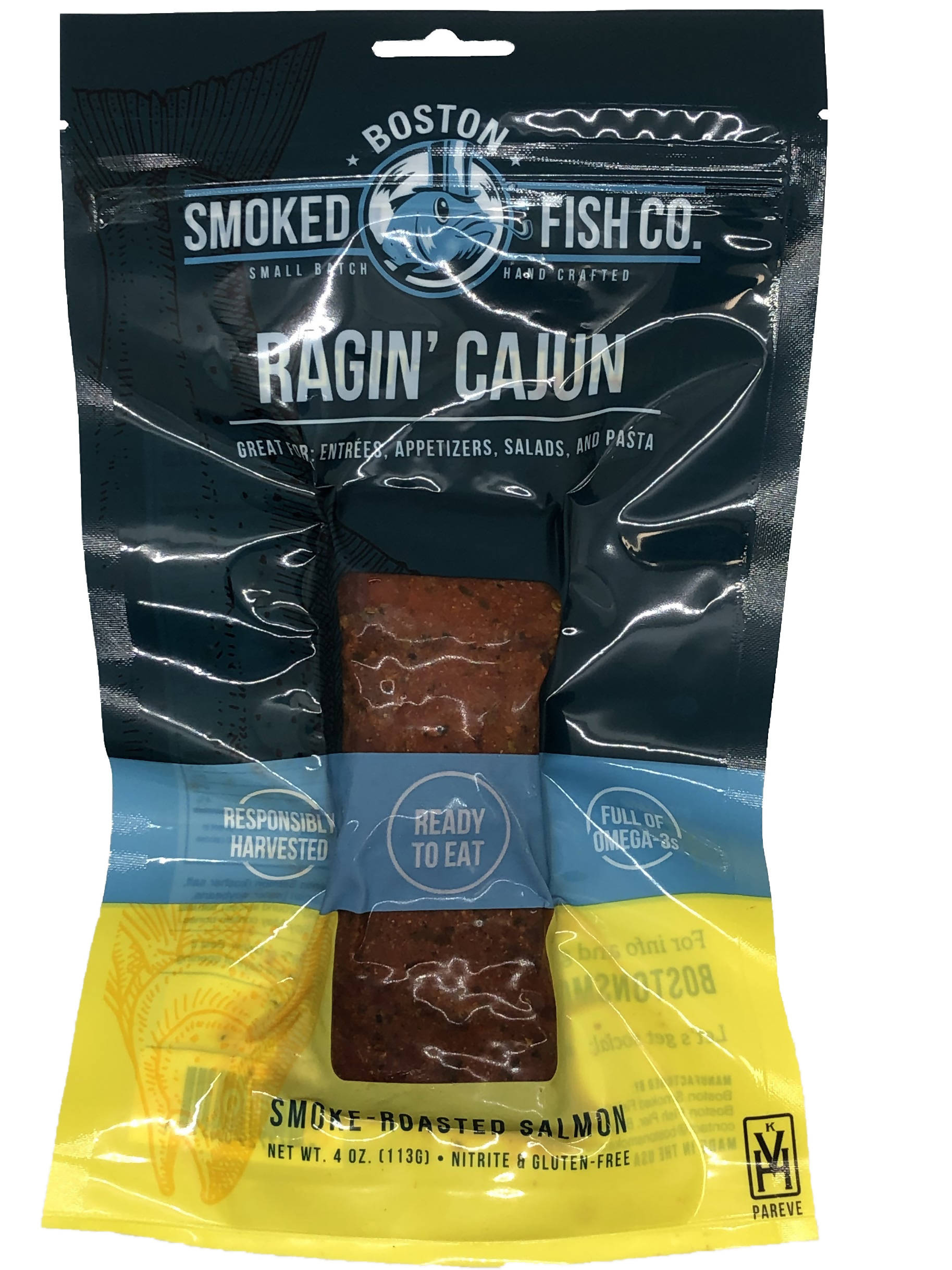 Ragin' Cajun Salmon Portions (Hot Smoked) - 12-Pouch Packs - Boston Smoked Fish Co | Farm2Me Wholesale