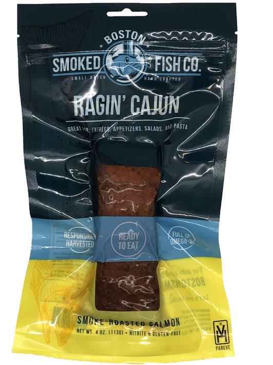 Ragin' Cajun Salmon Portions (Hot Smoked) - 12-Pouch Packs - Boston Smoked Fish Co | Farm2Me Wholesale