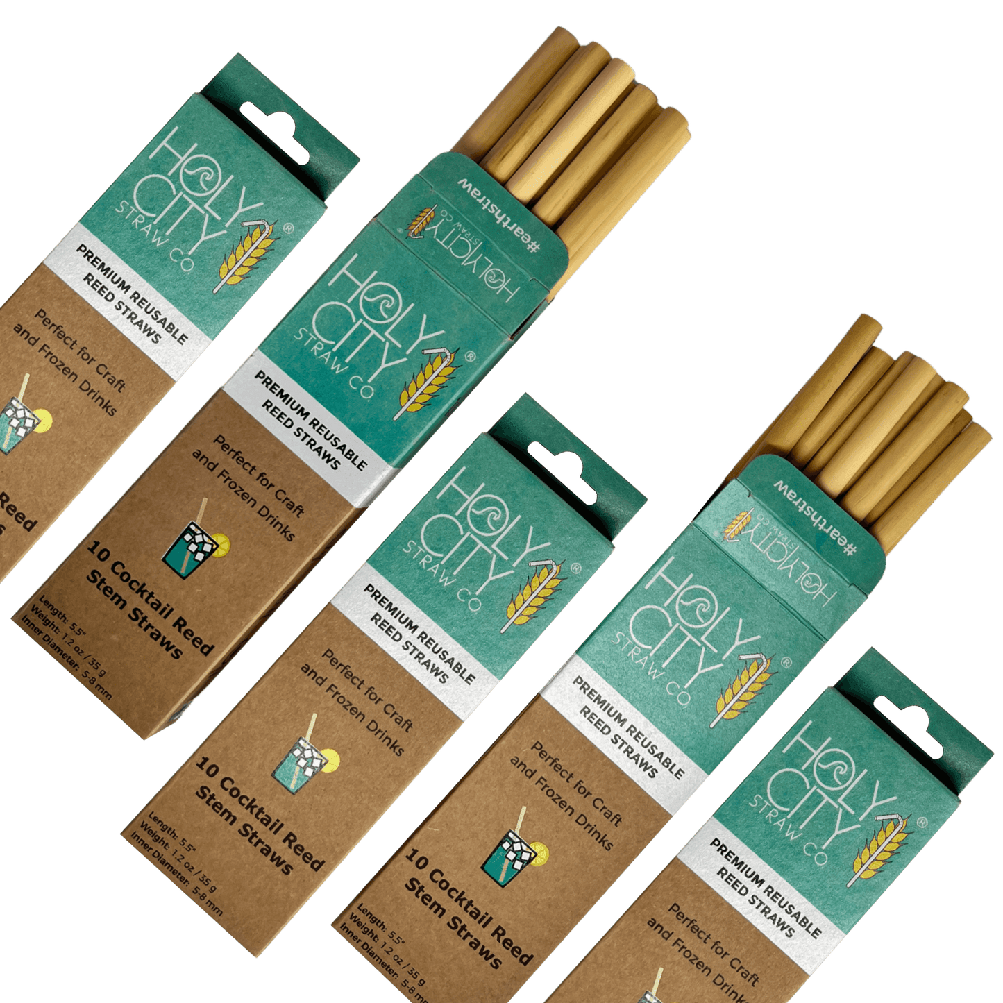 Pailles réutilisables en roseau Holy City Straw Cocktail | Lot de 5