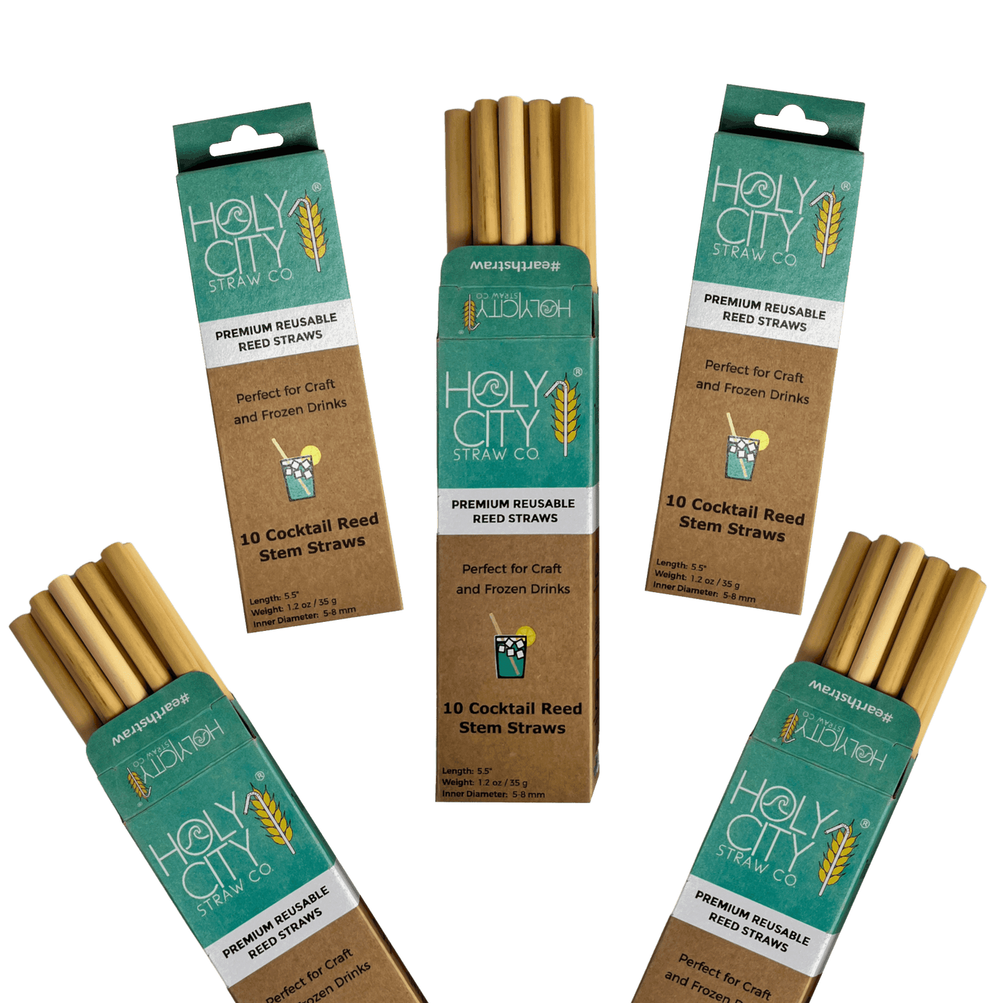 Pailles réutilisables en roseau Holy City Straw Cocktail | Lot de 5
