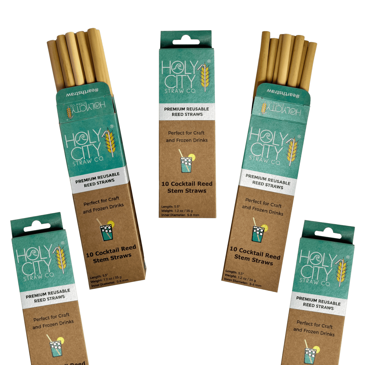 Pailles réutilisables en roseau Holy City Straw Cocktail | Lot de 5