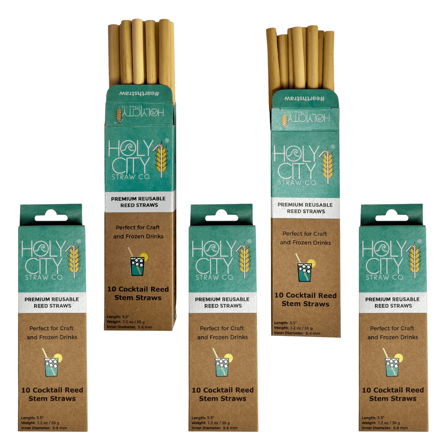 Pailles réutilisables en roseau Holy City Straw Cocktail | Lot de 5