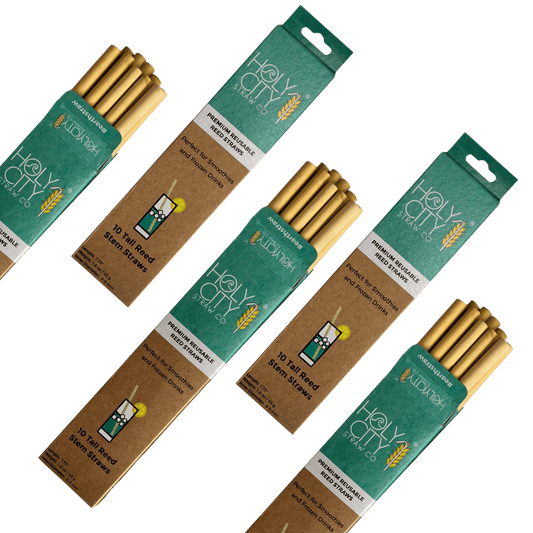 Lot de 5 pailles réutilisables en roseau Holy City Straw