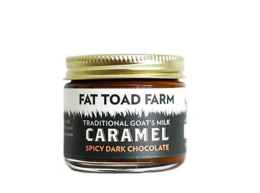 Caramels au lait de chèvre épicés au chocolat noir Fat Toad Farm en pots - 12 x 57g