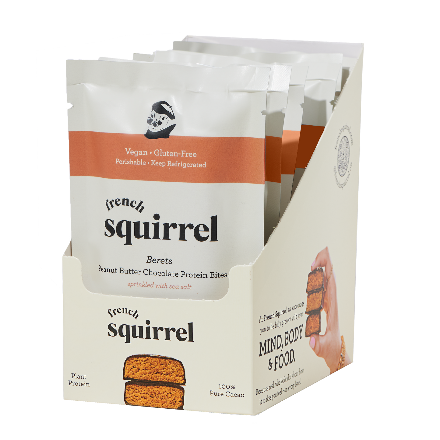 Sachet de 2 paquets de Berets au chocolat et au beurre de cacahuète French Squirrel (2 paquets) - 6 sachets x 2 paquets