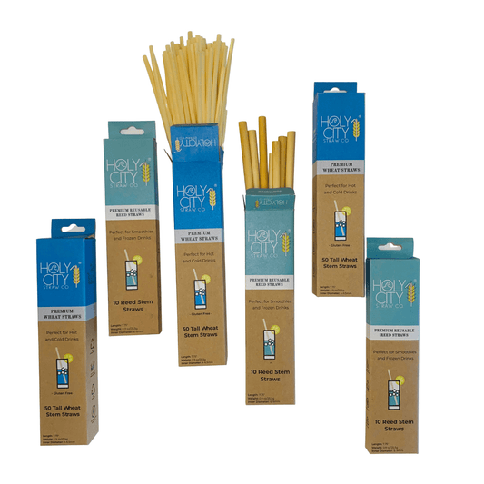 Lot de 6 pailles en blé et en roseau Holy City