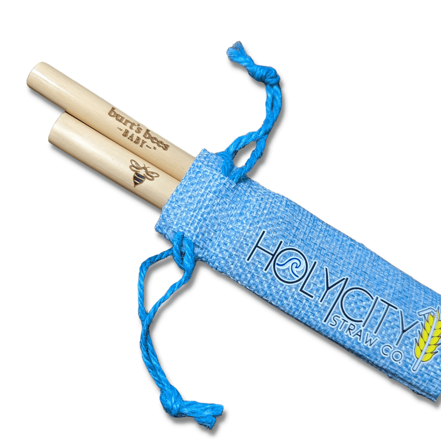 Pochette en jute combo personnalisable (2 pailles)/Holy City Straw