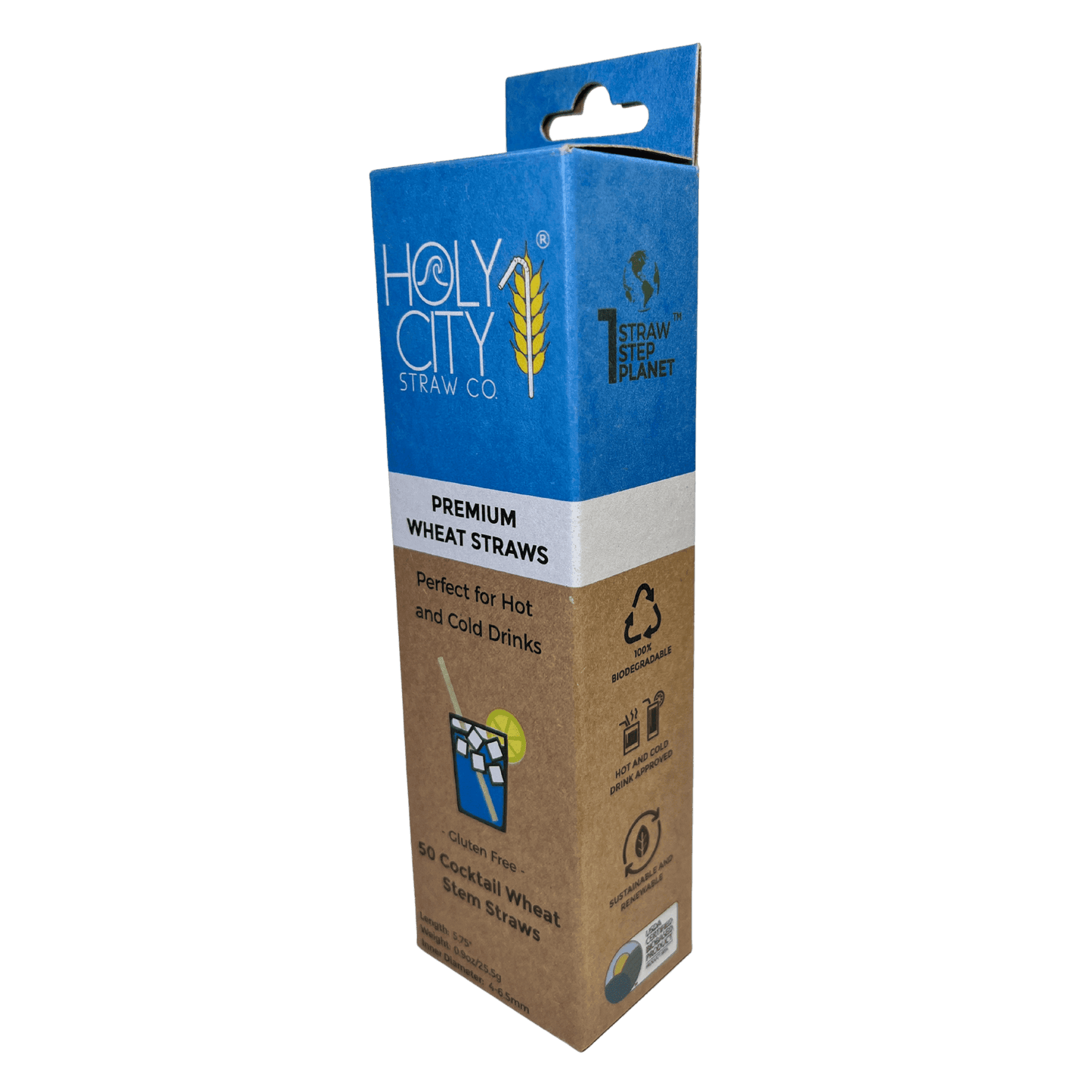 Pailles en blé Holy City Straws pour cocktails - Paquet de 50 (vente au détail)