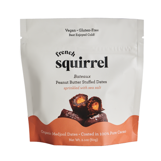 French Squirrel Bateaux Au Chocolat de Beurre de Cacahuète Dattes Fourrées au Chocolat (3 dattes par sachet) x 4 sachets