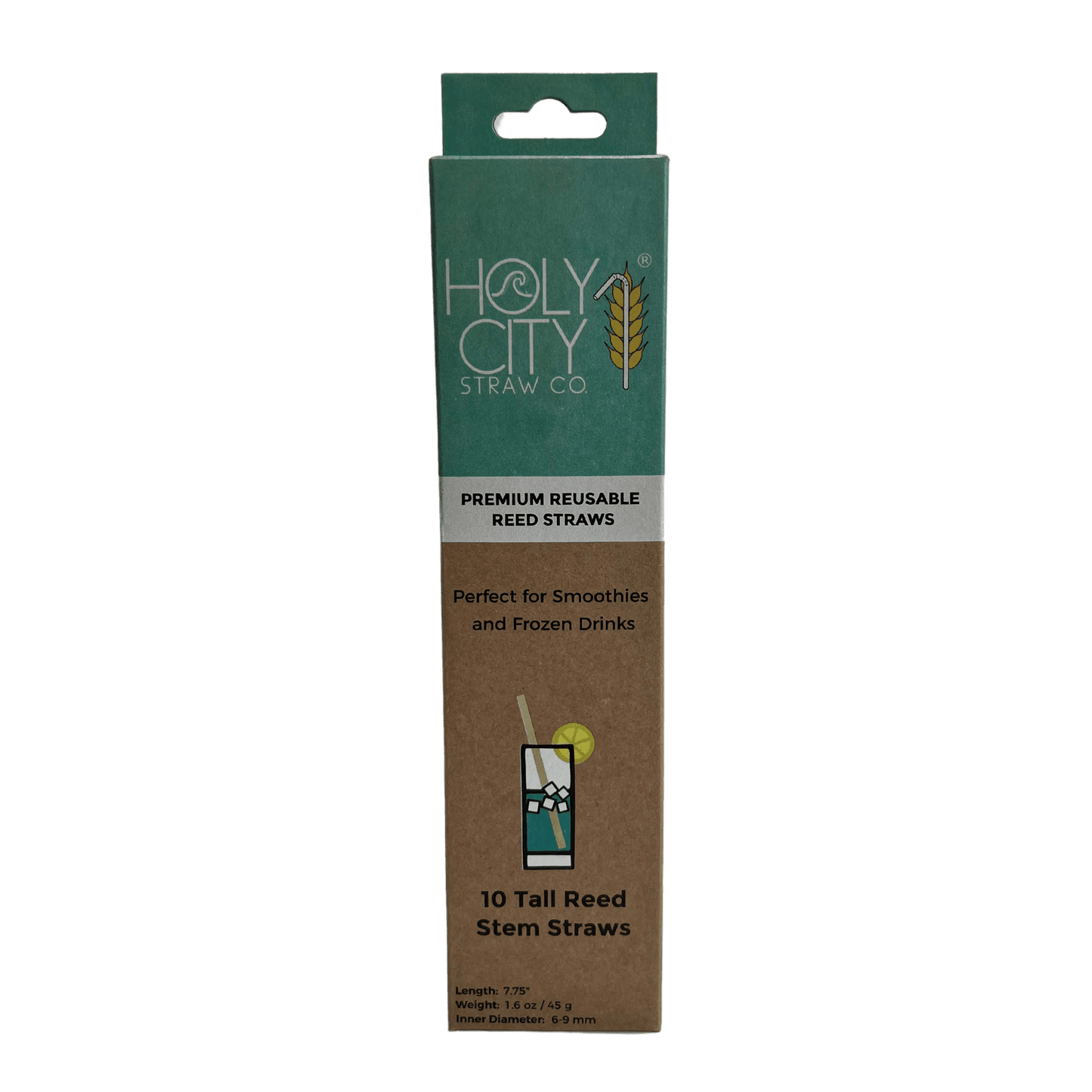 Holy City Straw Company 10 pack tall reed straws front