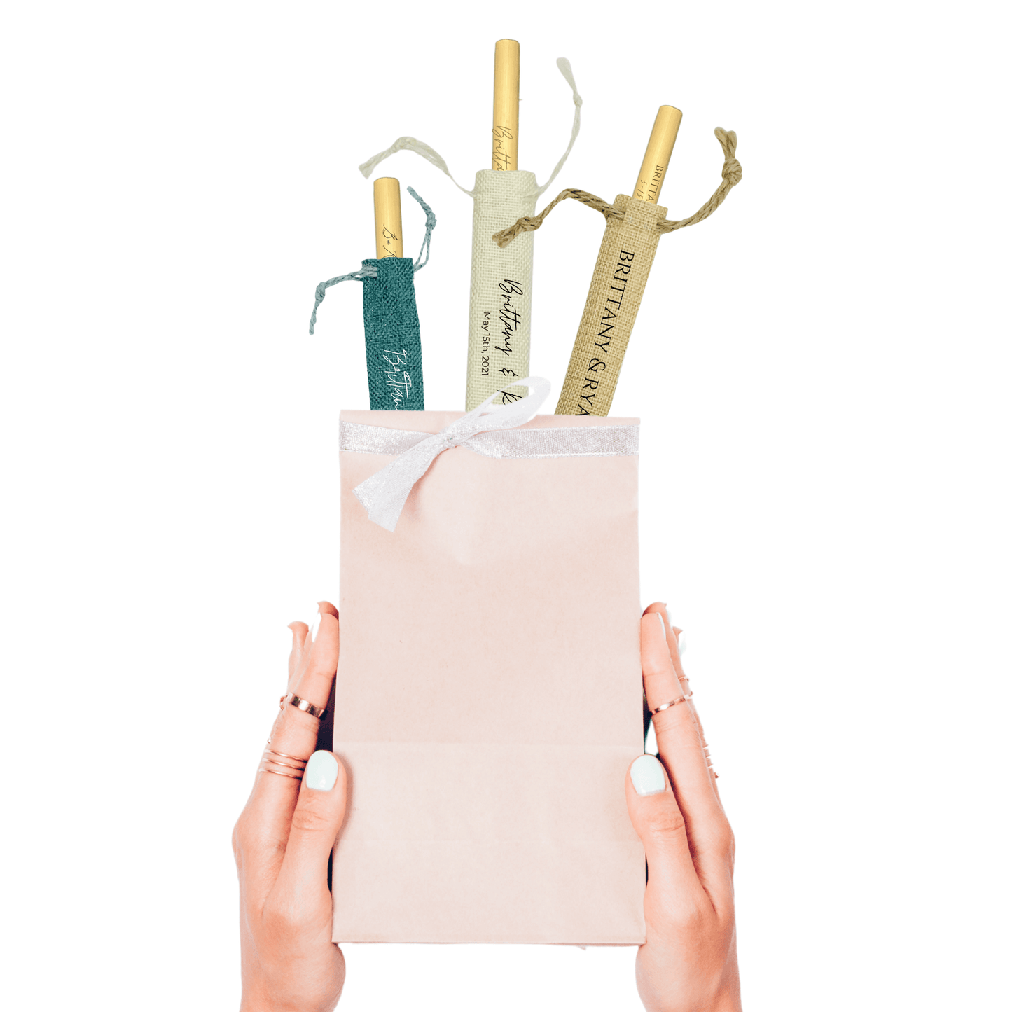 Pochette combo personnalisable Holy City Straw en paille/jute (2 pièces)