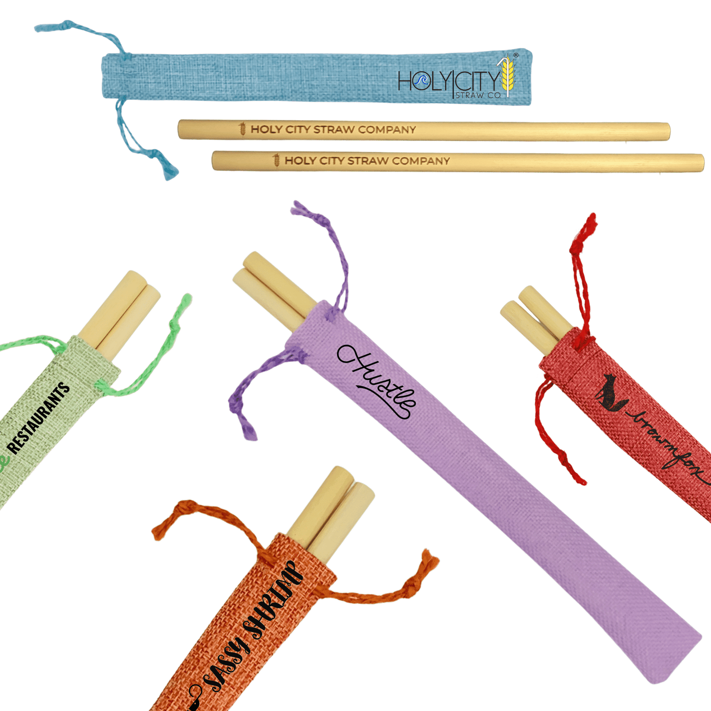 Pochette combo personnalisable Holy City Straw en paille/jute (2 pièces)
