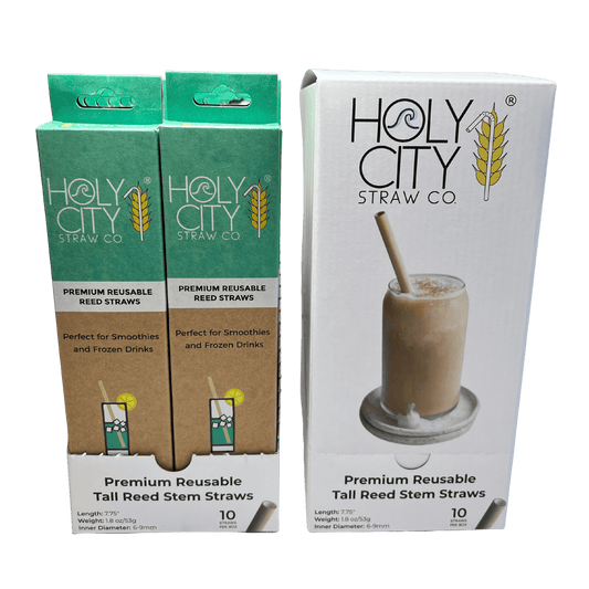 Inner Pack Tall Reusable Reed Drinking Straw 10 Count Boxes Front
