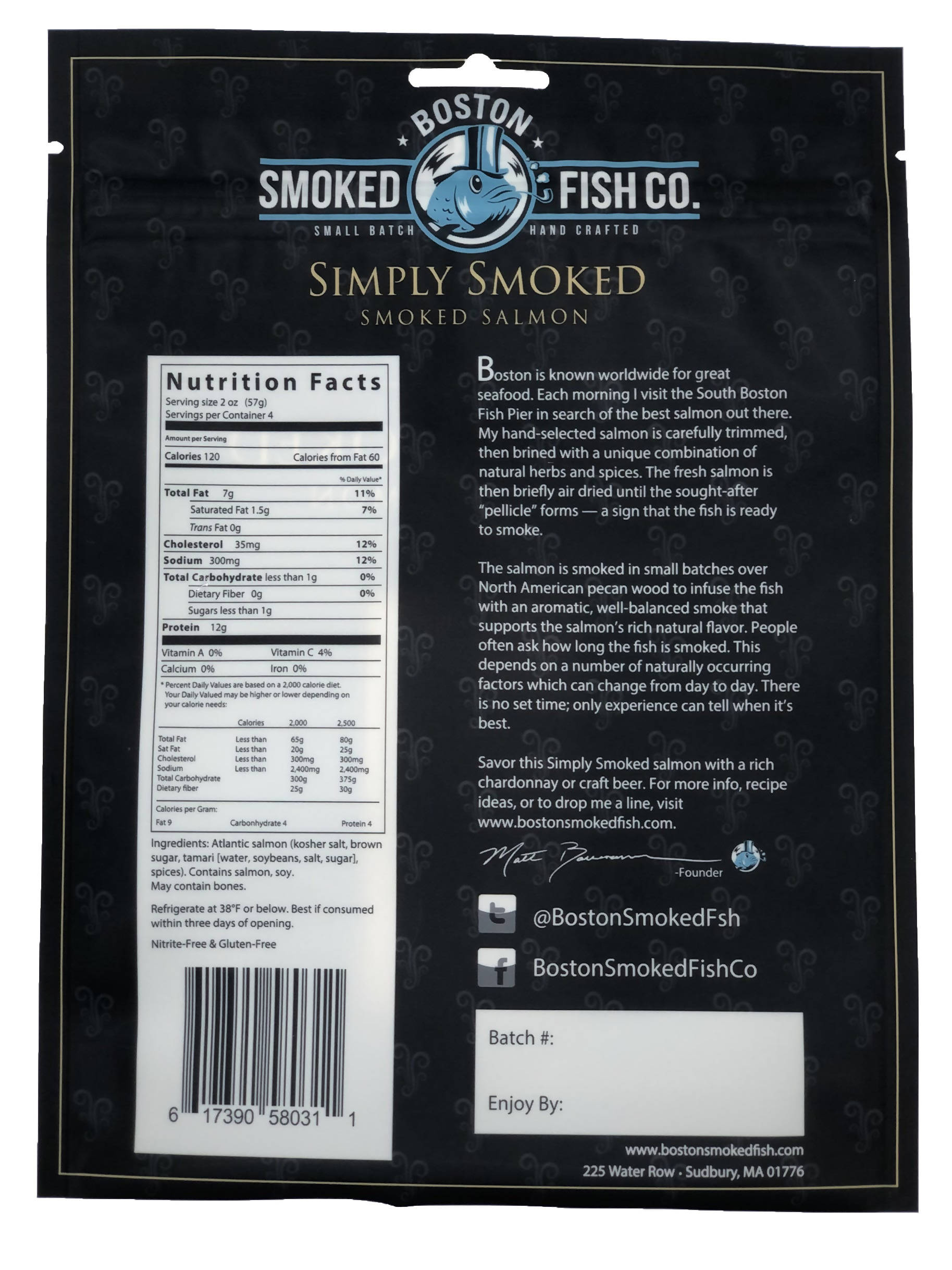 Smoked Salmon Portions (Hot Smoked) *Simply Smoked* - 3-Pack x 3 LB - Boston Smoked Fish Co | Farm2Me Wholesale