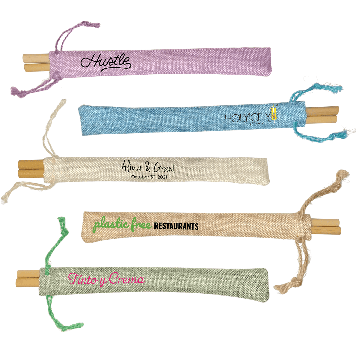 Pochette combo personnalisable Holy City Straw en paille/jute (2 pièces)