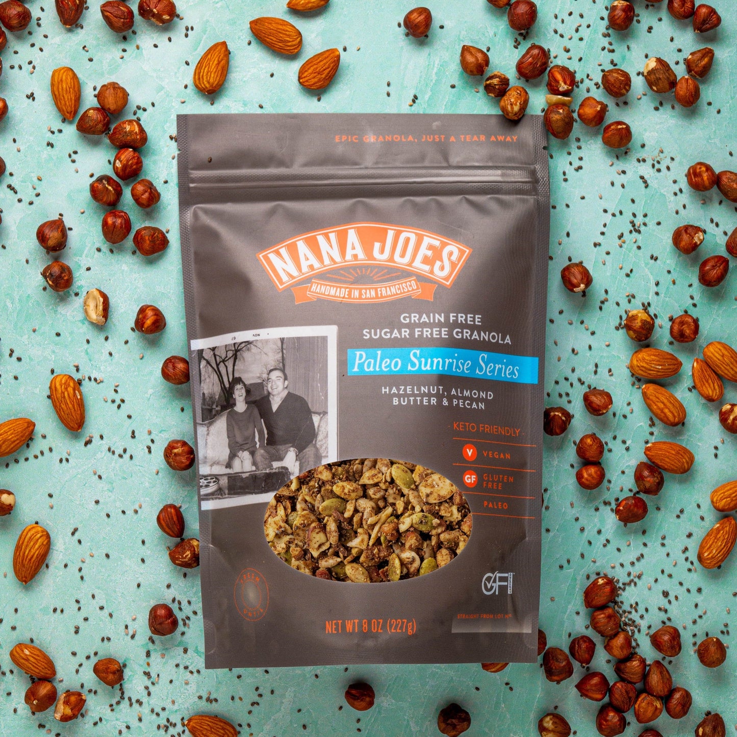 Nana Joe's Granola Biologique Série Paleo Sunrise : Noisette, Beurre d'Amande & Pacane (Compatible Kéto)