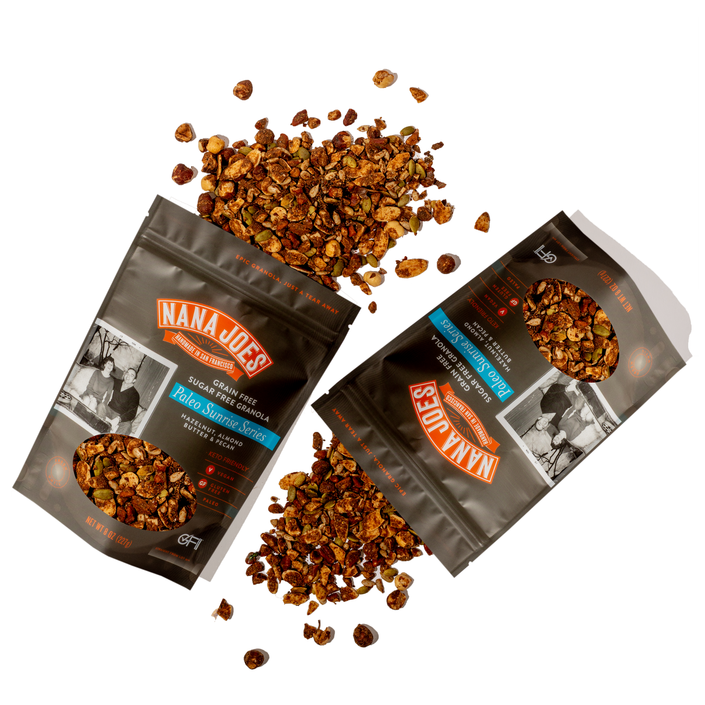 Nana Joe's Granola Biologique Série Paleo Sunrise : Noisette, Beurre d'Amande & Pacane (Compatible Kéto)