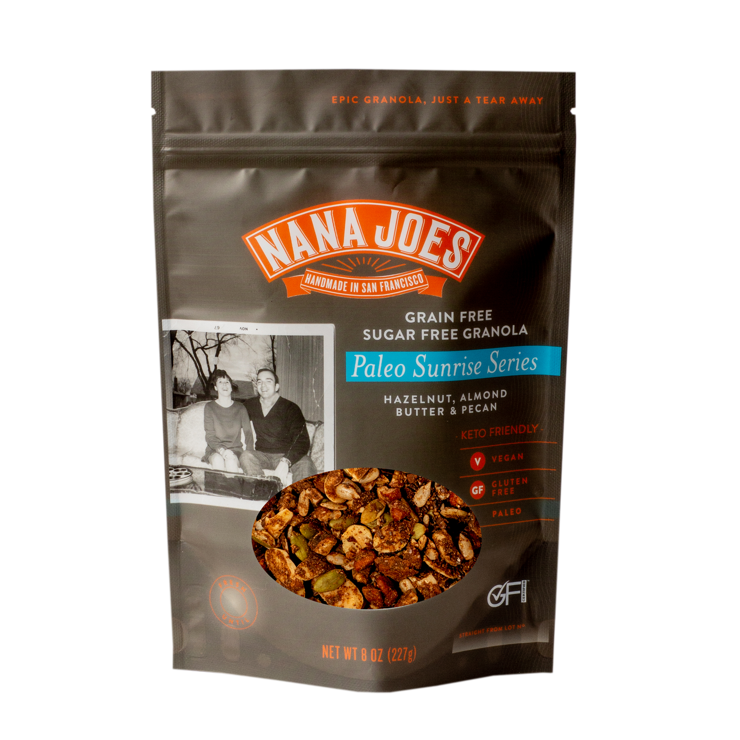 Nana Joe's Granola Biologique Série Paleo Sunrise : Noisette, Beurre d'Amande & Pacane (Compatible Kéto)