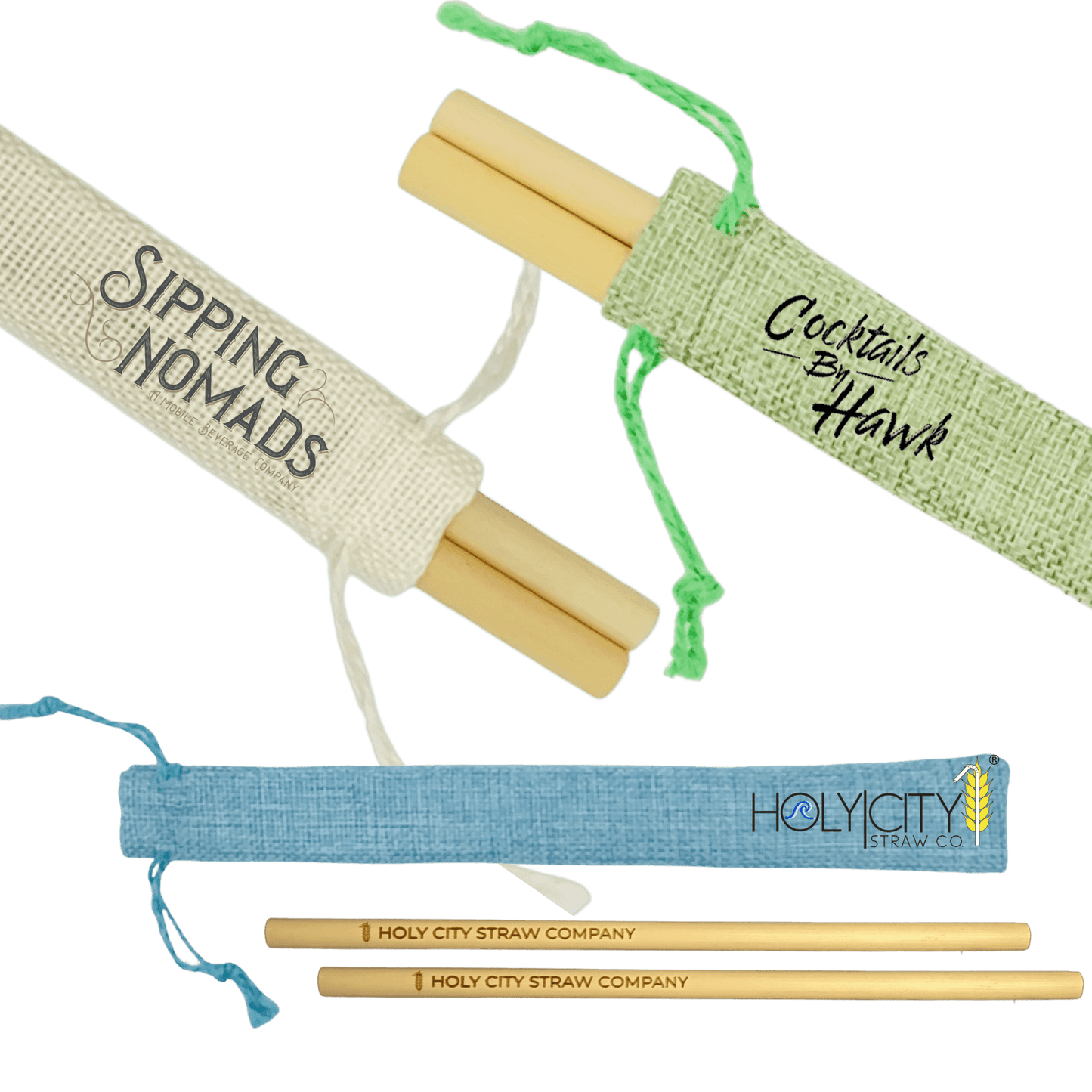 Pochette combo personnalisable Holy City Straw en paille/jute (2 pièces)