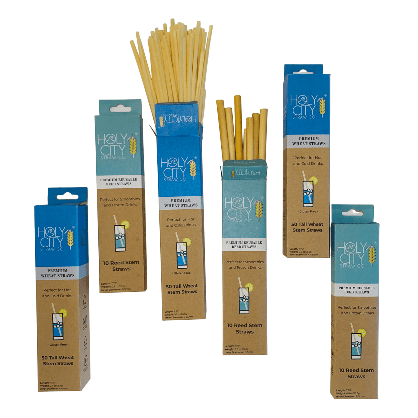Lot de 6 pailles en blé et en roseau Holy City