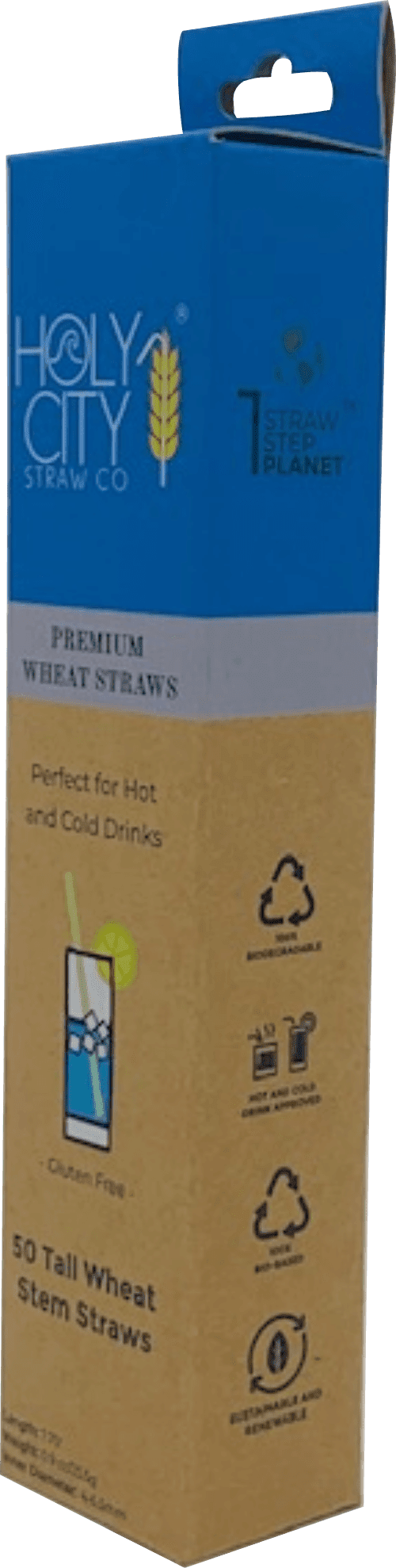 Holy City Straw Company Wheat 50 ct Tall Wheat Stem Drinking Straws left angle