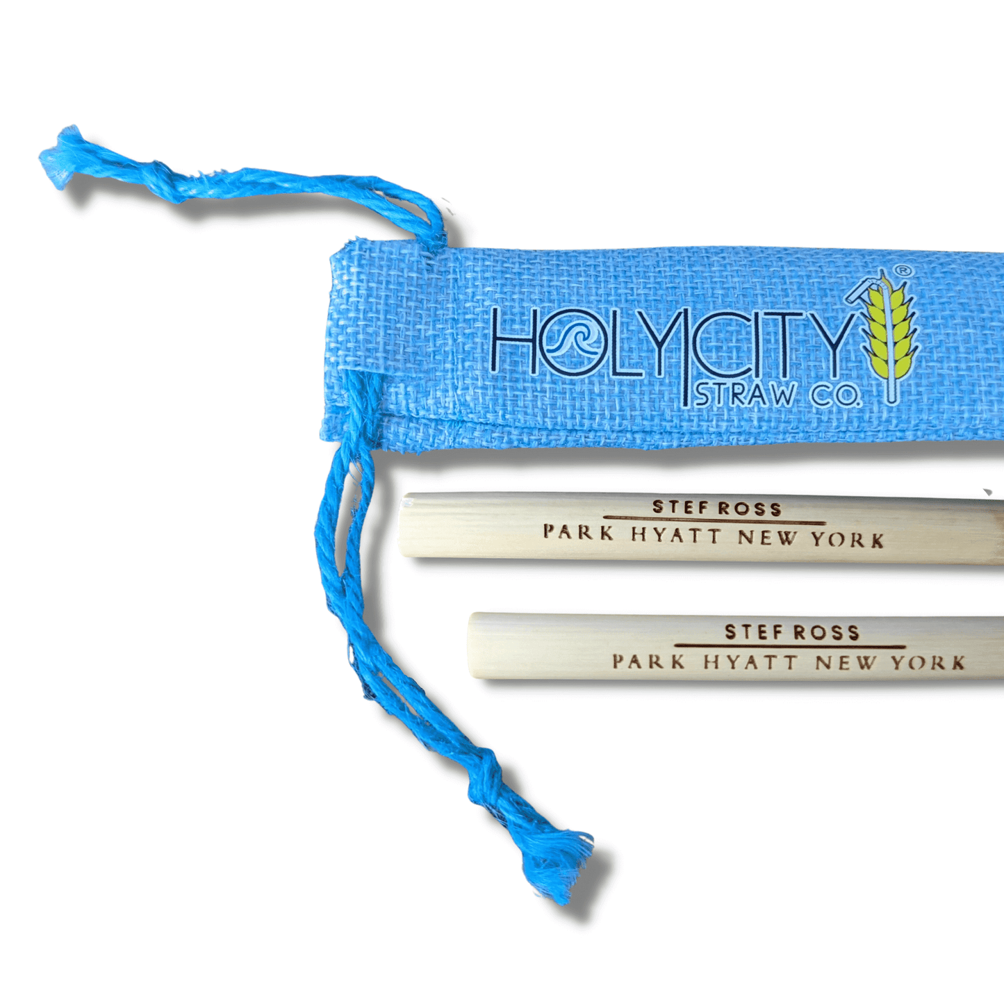 Pochette en jute combo personnalisable (2 pailles)/Holy City Straw