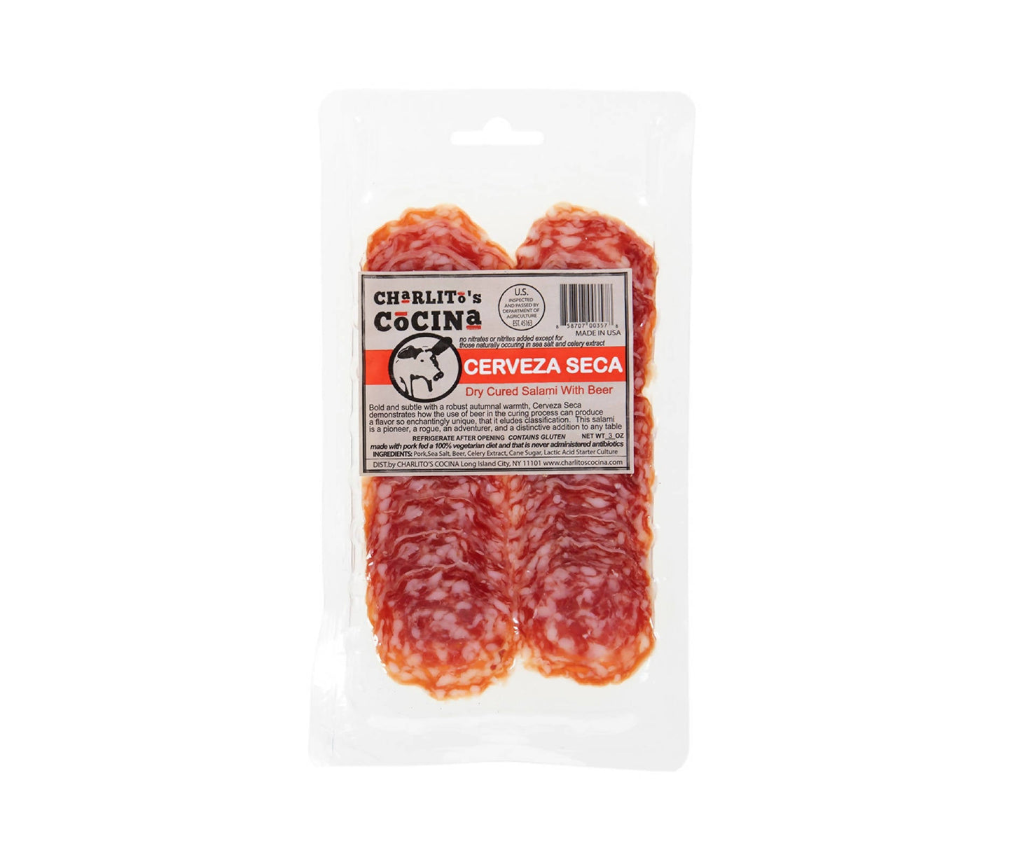 Charlito’s Cocina Cerveza Seca - Saucissons secs à la bière (pré-tranché) - 15 x 85g