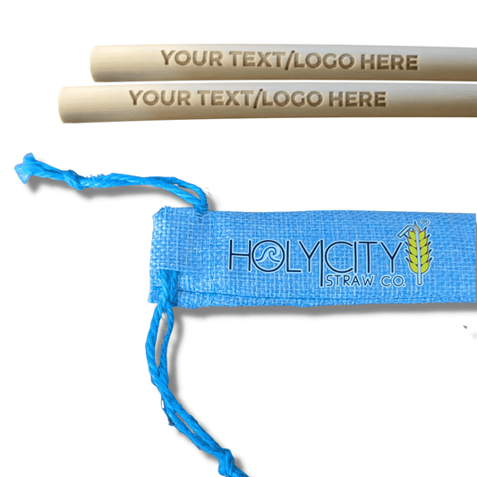 Pochette en jute combo personnalisable (2 pailles)/Holy City Straw