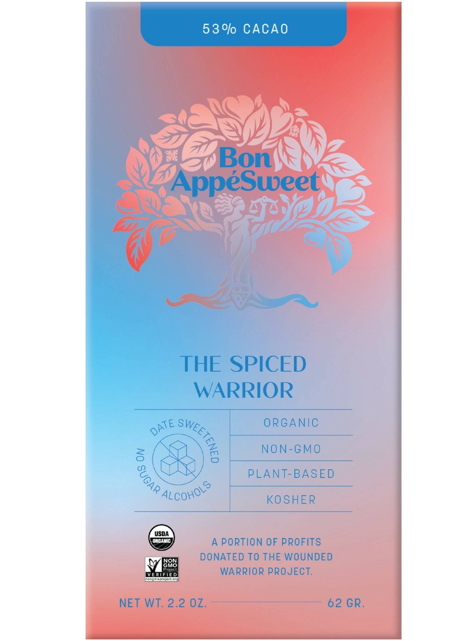 Bon AppeSweet - Spice Warrior Chocolate Bars - 12 x 2.2.oz - Snacks - Farm2Me - -