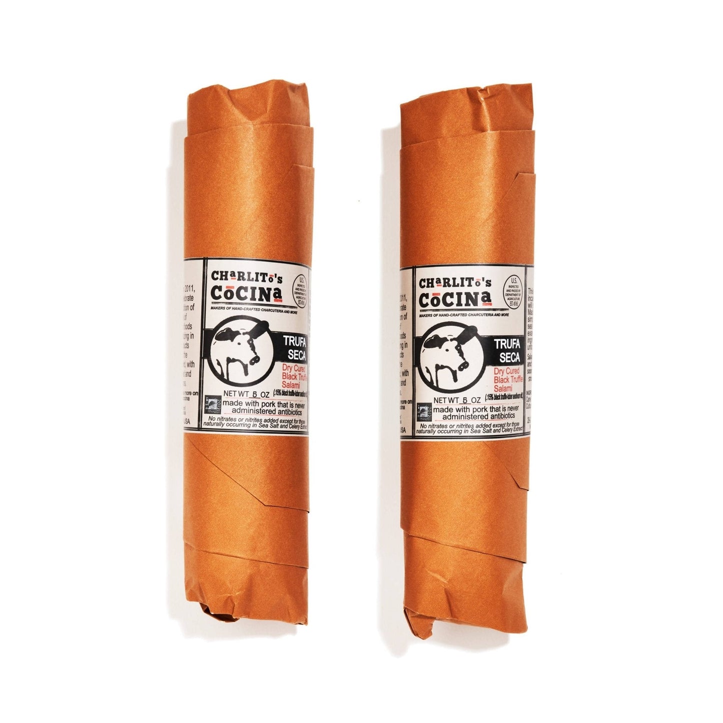 Charlito's Cocina - Trufa Seca - Dry Cured Black Truffle Salami (5oz units) - 10 LB - Meat - Farm2Me - -