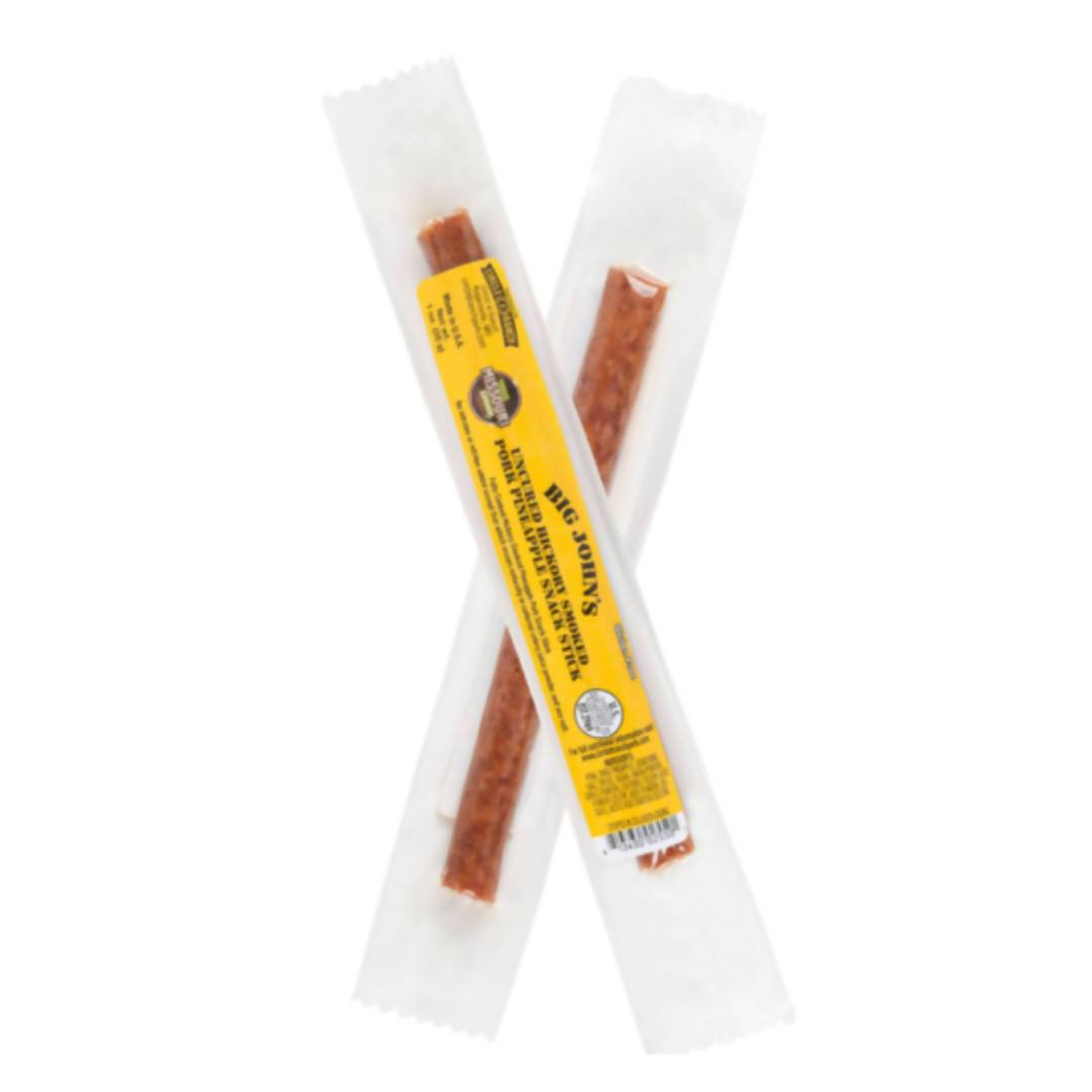 Farm2Me - Meat - CIRCLE B RANCH LLC - Big John's Uncured Pineapple Snack Sticks - 24 x 1oz - Big John's Uncured Pineapple Snack Sticks - 24 x 1oz - Pin/san/sti/USA