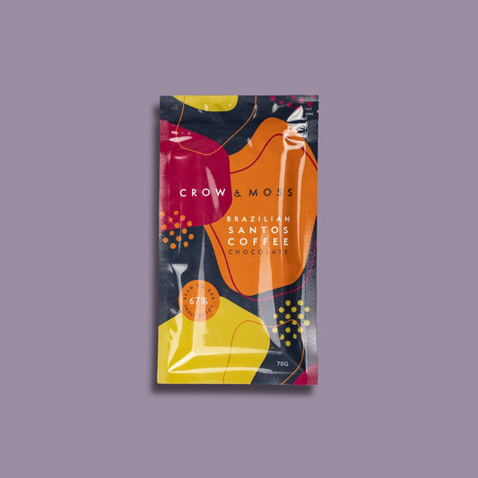 Crow & Moss Chocolate - Brazilian Santos Coffee Chocolate Bar 67% - Case of 15 - Dark Chocolate Inclusion Bar - Farm2Me - 860002287242 -