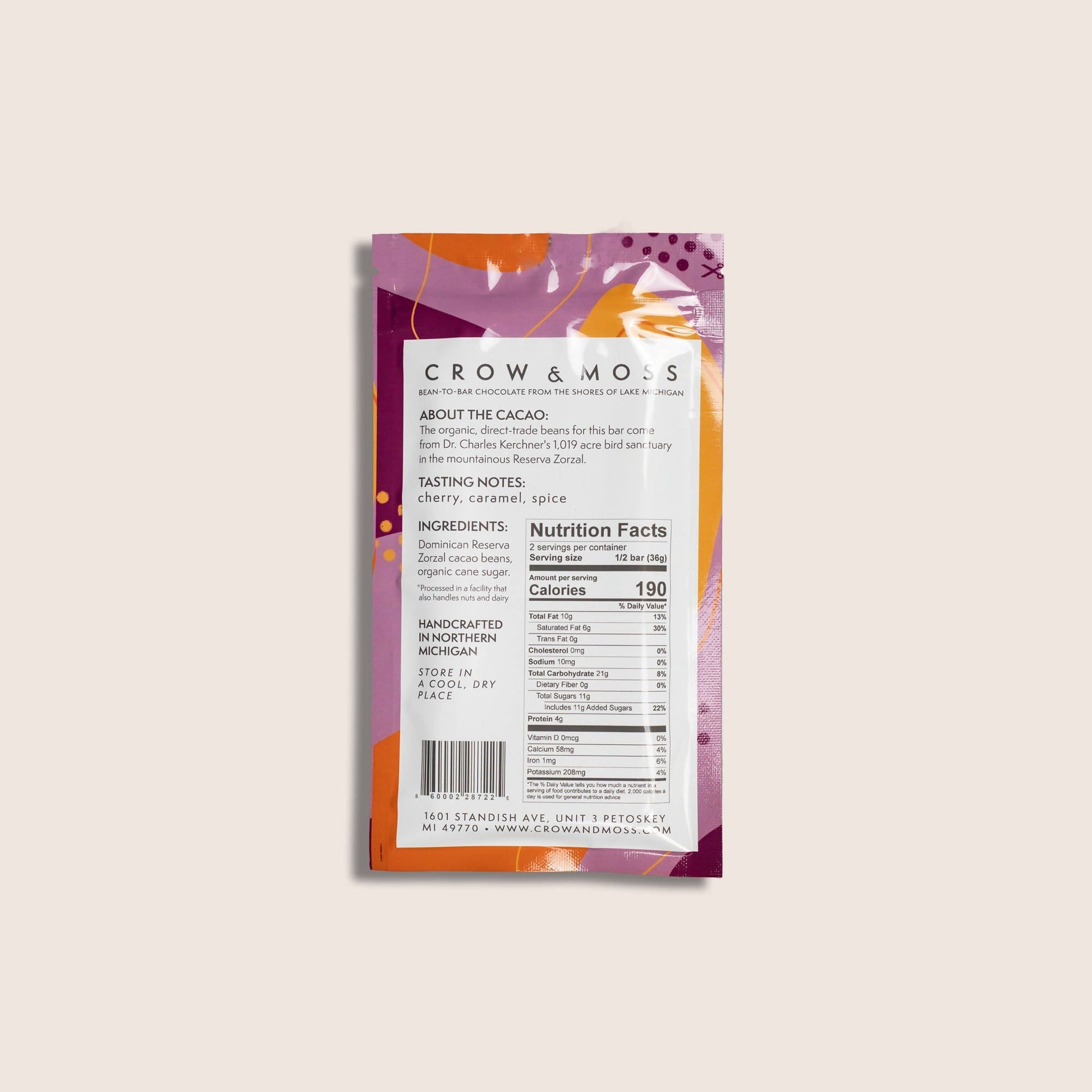 Crow & Moss Chocolate - Dominican Republic Zorzal Chocolate Bar 70% - Case of 15 - Single Origin Dark Chocolate Bar - Farm2Me - 860002287201 -