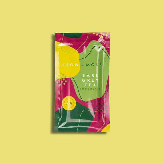 Crow & Moss Chocolate - Earl Grey Tea Chocolate Bar 67% - Case of 15 - Inclusion Dark Chocolate Bar - Farm2Me - 860003251027 -
