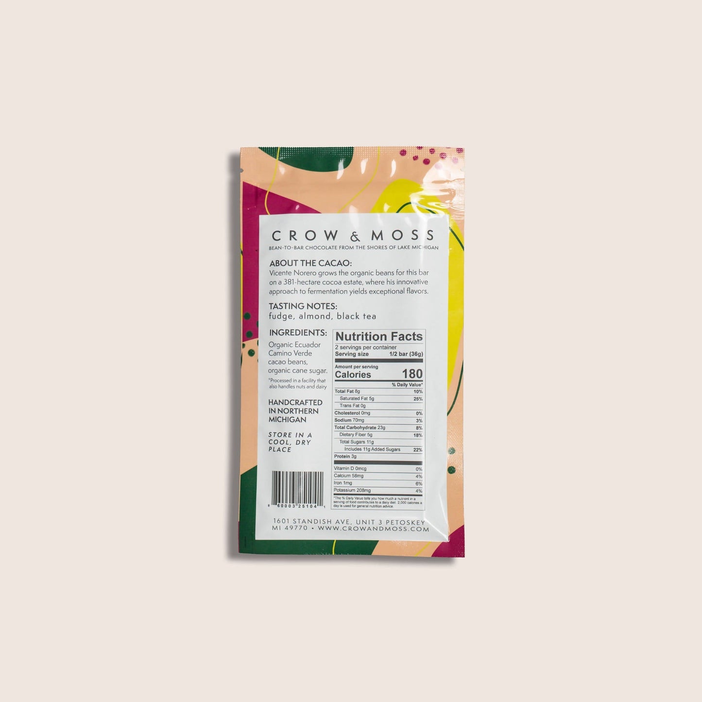 Crow & Moss Chocolate - Ecuador Camino Verde Chocolate Bar 70% - Case of 15 - Single Origin Dark Chocolate Bar - Farm2Me - 860003251041 -